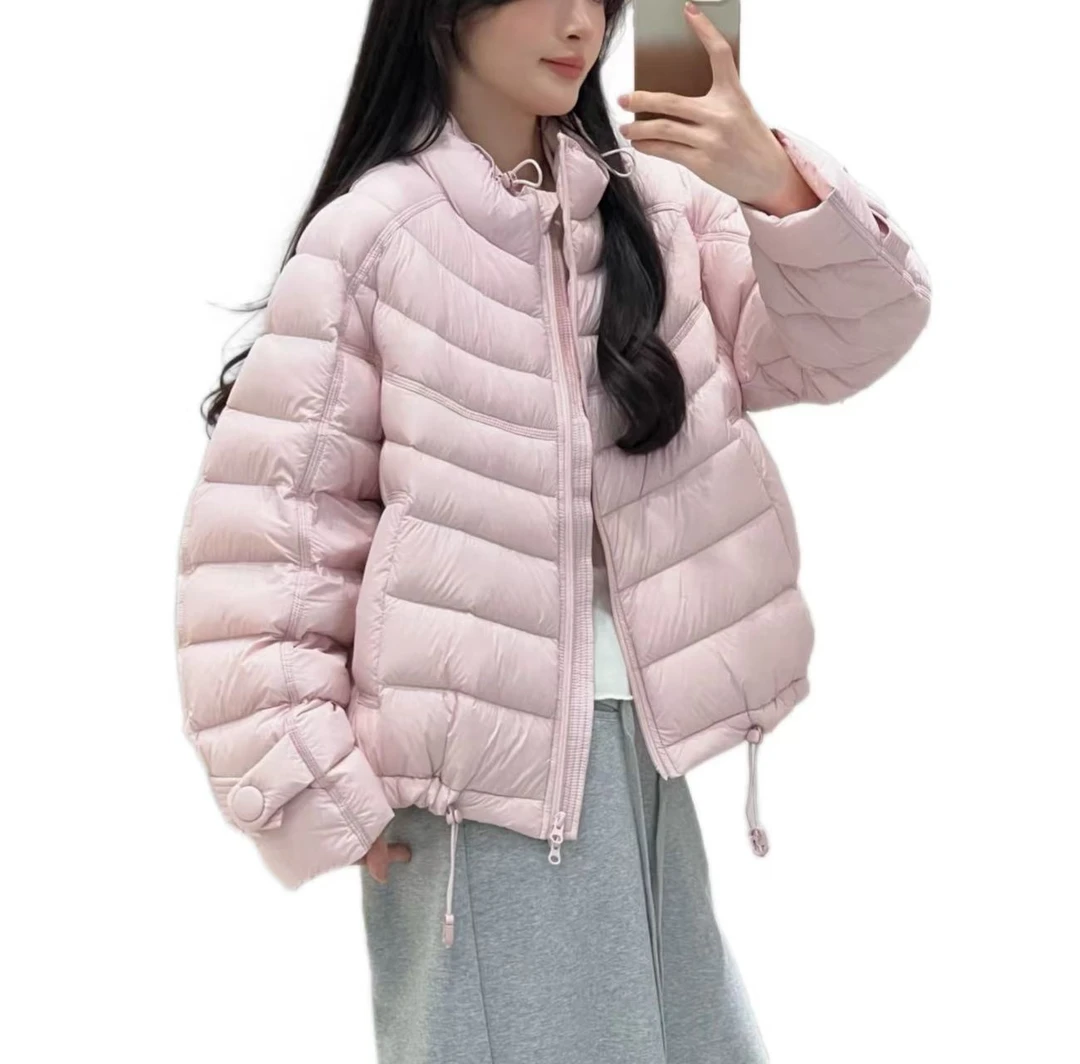 泡芙排骨小雨女短款2025冬新款宽松立领抽绳外套小个子