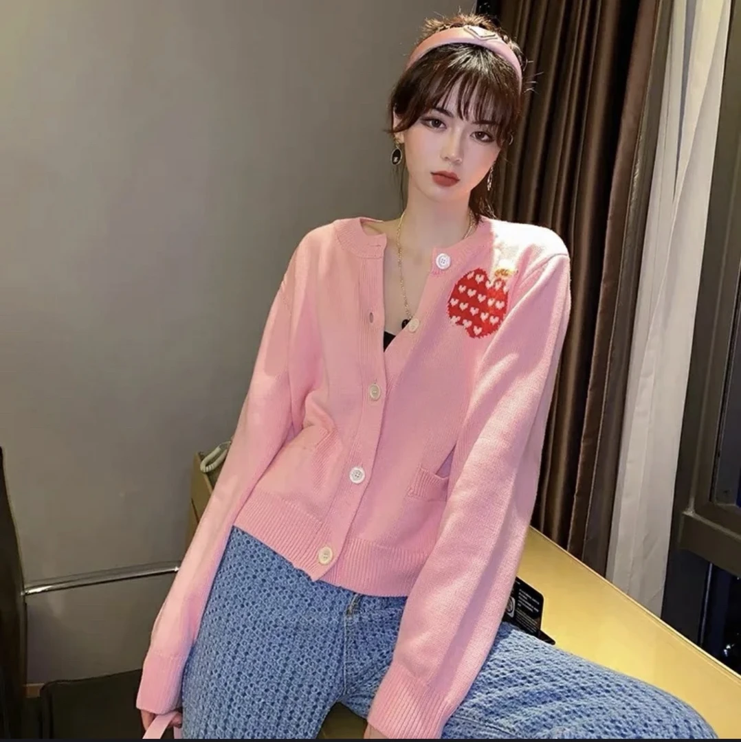95新 GUCCI/古驰  bb0811  情人节限定苹果刺绣开衫 XS码