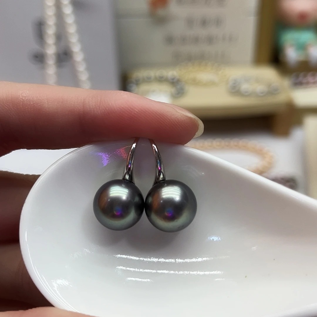 海水珍珠银S925镶嵌耳饰