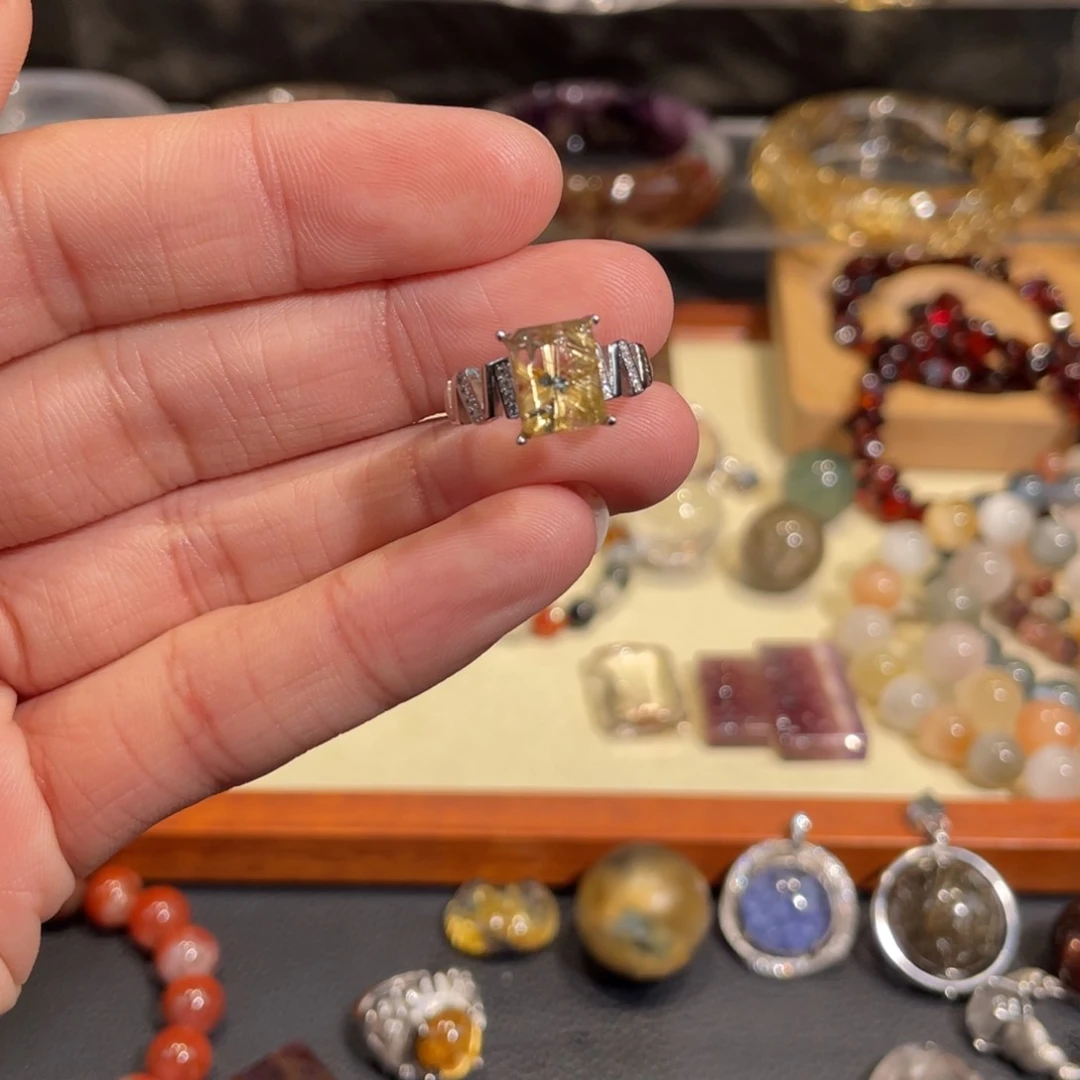 银S925镶嵌戒指水晶