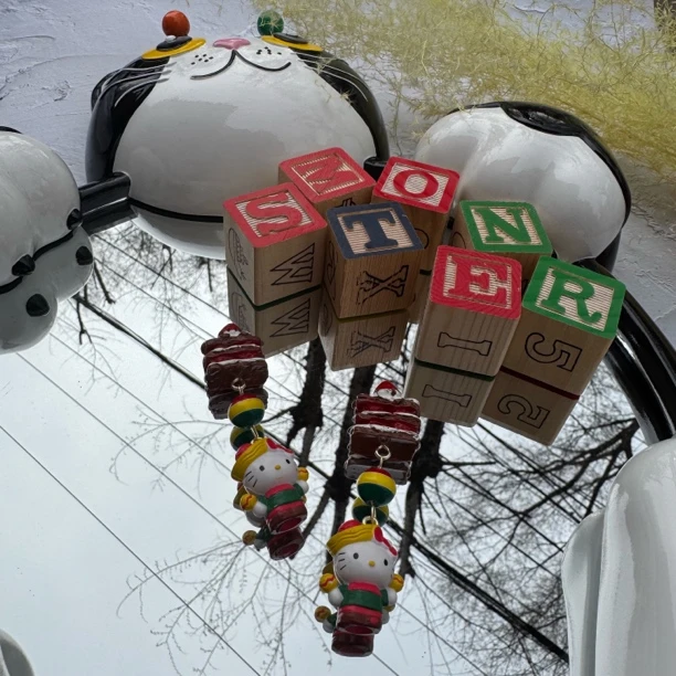 合金树脂耳饰 红色打工仔转盘手作可爱中古多巴胺耳饰时尚百搭