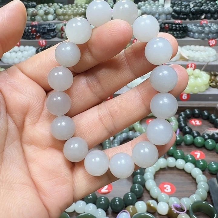 未镶嵌手链和田玉冰烟紫青海卡12