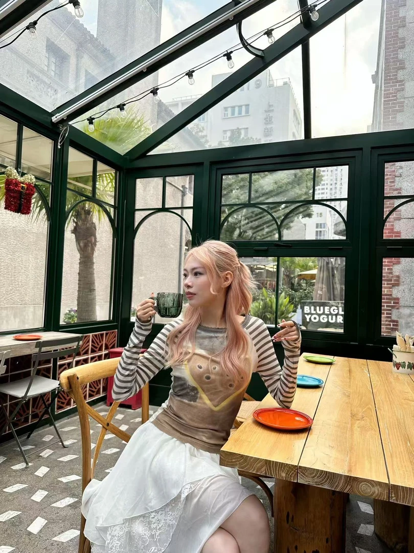 FORDARE 2025年新款 条纹爱心涂鸦小狗羊毛针织打底衫1099