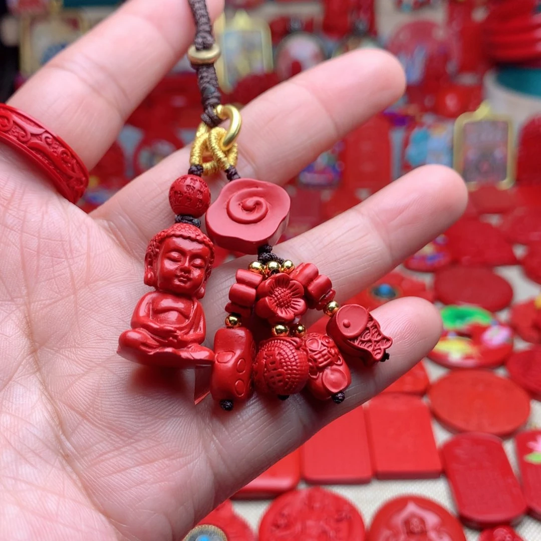 天然辰砂工艺品朱砂钥匙扣