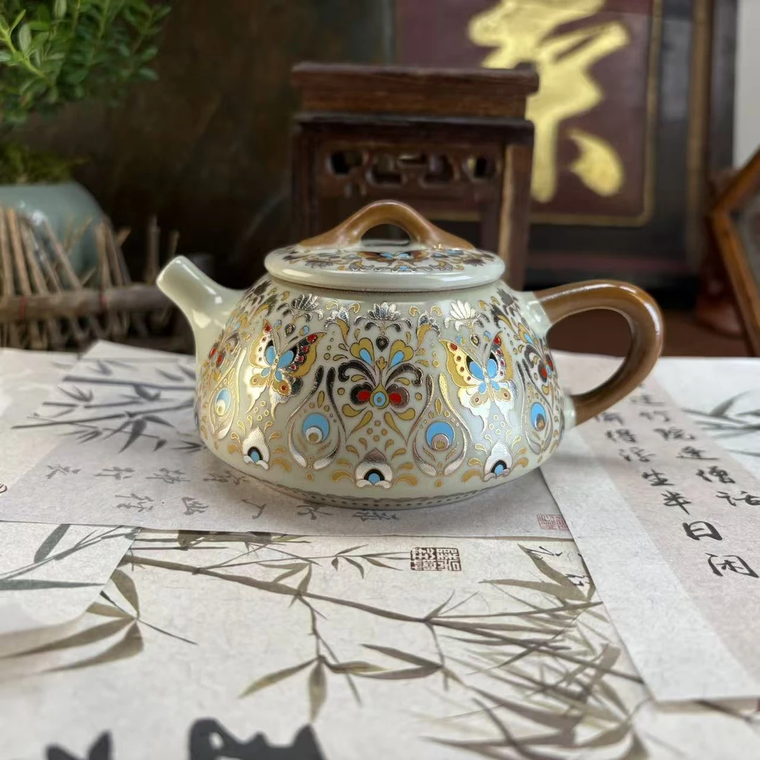 黄汝窑金蝴蝶石瓢壶-6279-直播专享