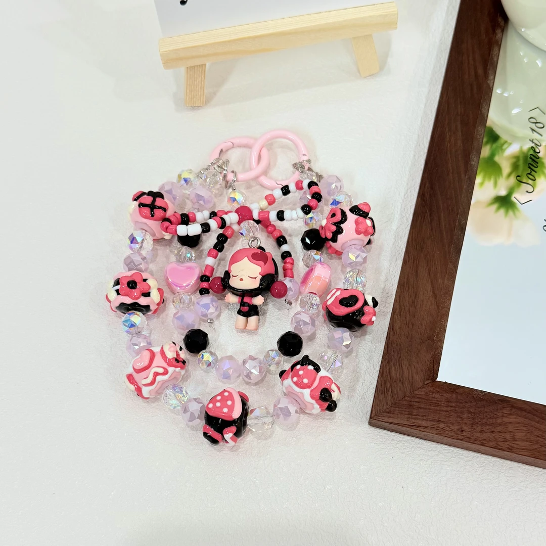 铜合金手镯 SZ-122新款粉色抱抱系列手绘珠萌粒钥匙扣手机链