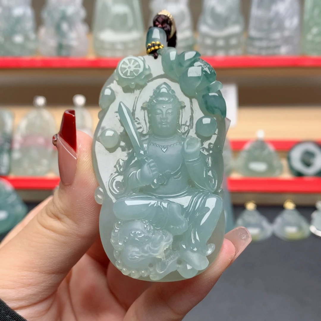 拒***爱翡翠未镶嵌颈饰文殊菩萨