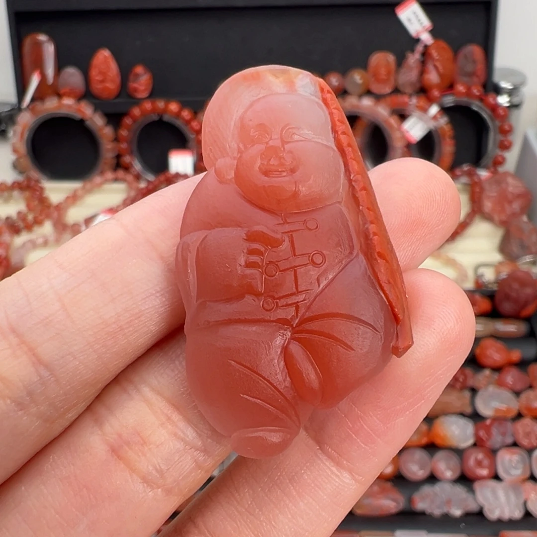 南红玛瑙未镶嵌颈饰弥勒佛