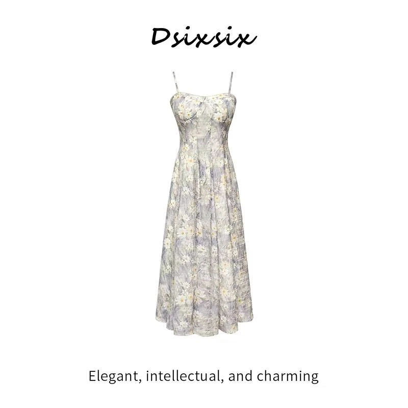 WEI BAO ER【梦中花房】百搭显瘦收腰设计感气质连衣裙-54820F