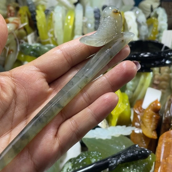 岫玉未镶嵌发簪发簪