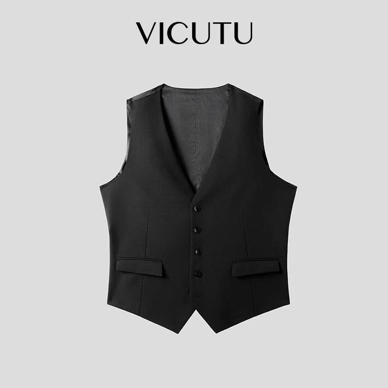 西装马甲【上岸西服】威可多秋季新款舒弹商务通勤休闲西服马夹黑色