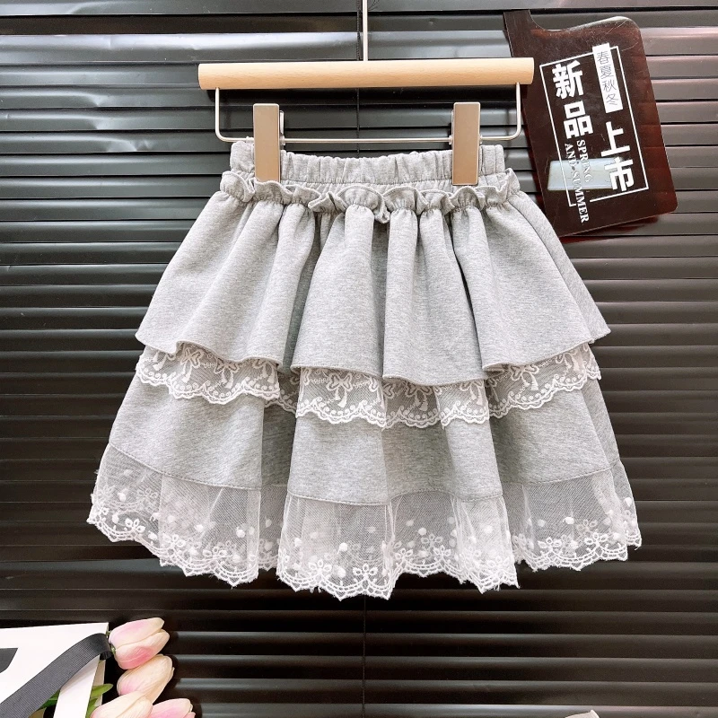 女童裙子春季半身裙2025新款儿童短裙蓬蓬裙女宝宝蕾丝蛋糕裙洋气