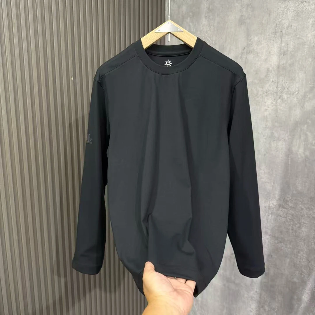 2025秋季长袖男士户外休闲运动上衣时尚百搭套头简约纯色5A11-1