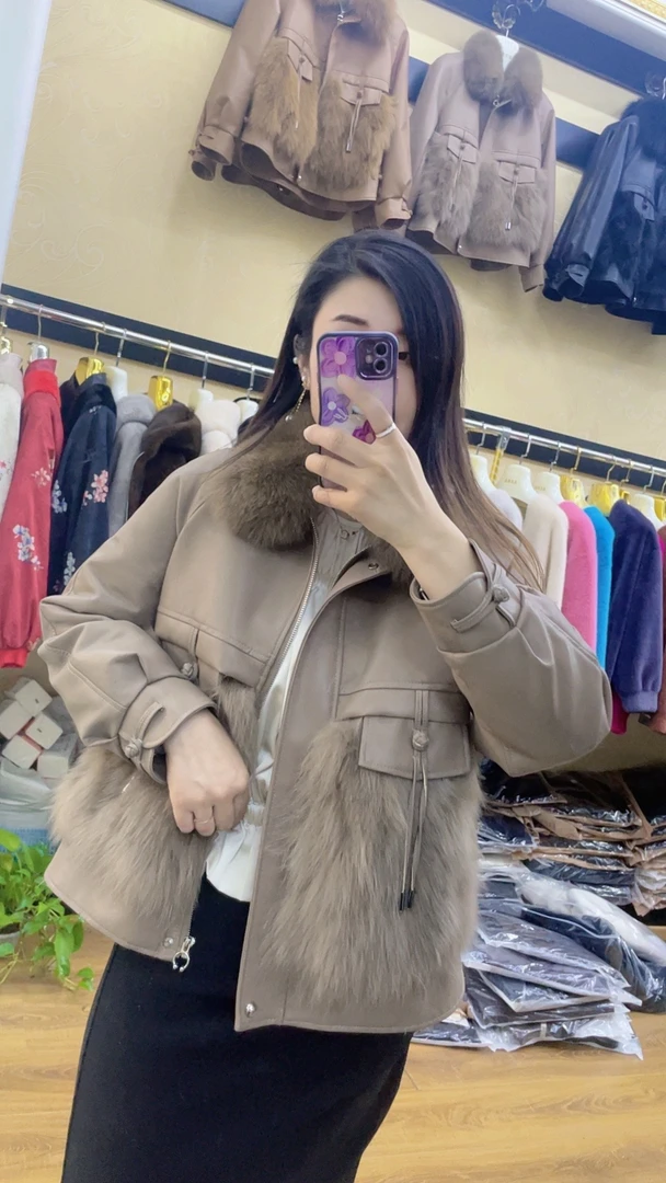 2025新款皮毛一体外套时尚潮流国风款毛毛外套