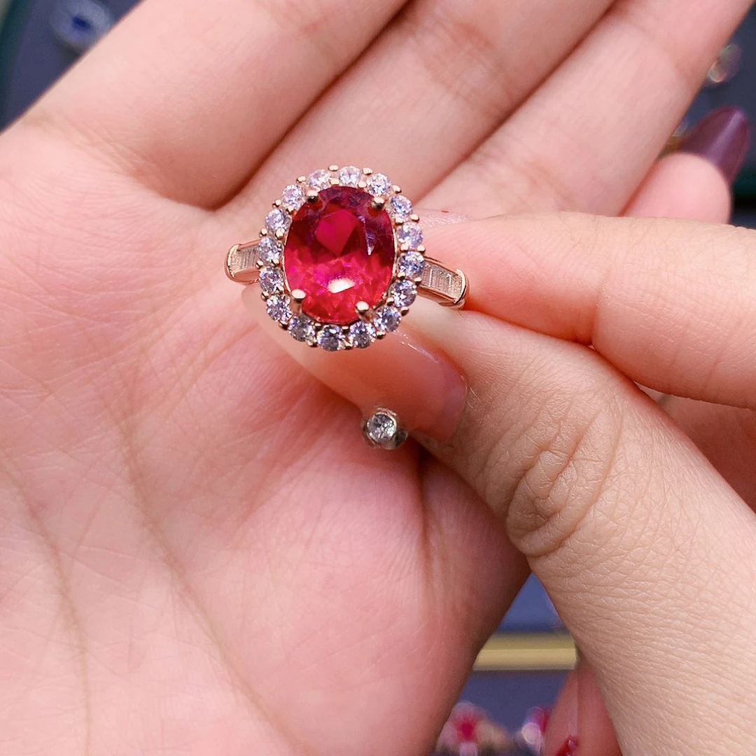 红宝石戒指银S925镶嵌