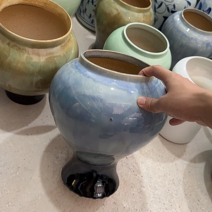 白泥花盆微瑕有孔