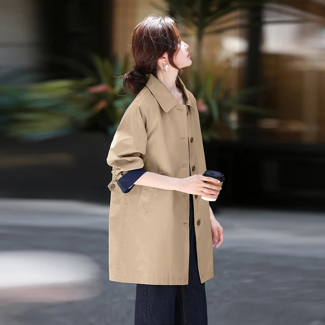 高端洋气风衣外套女中长款春秋2025爆款时尚百搭女士单排扣大衣潮