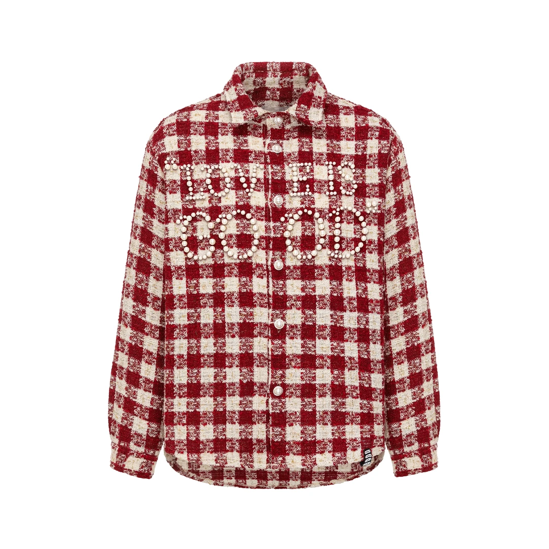 GB-GOODBRAND LOVE IS GOOD珍珠小香风哈尔格纹时尚高级长袖衬衫