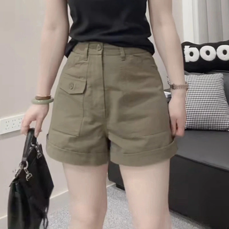 Aimeerosa/艾洛莎夏季薄款工装牛仔短裤高腰百搭显瘦洋气A字热裤