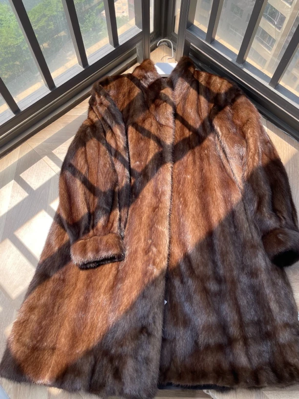 【K32】棕色中长款M码（胸围108衣长90）小橙子进口中古vintage外套