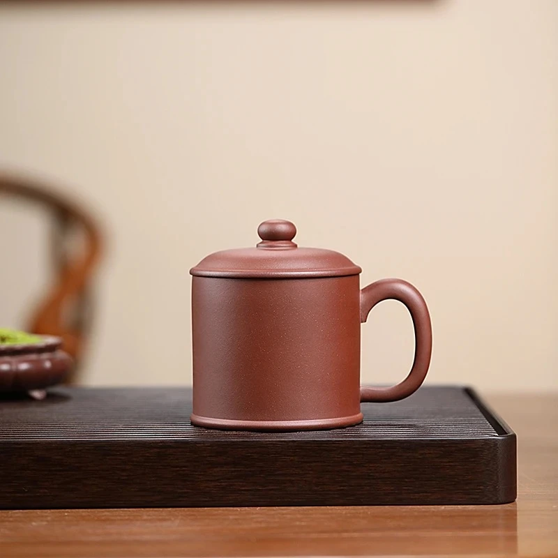 宜兴原矿紫砂手工泡茶底槽清老板杯500cc左右大容量办公盖杯