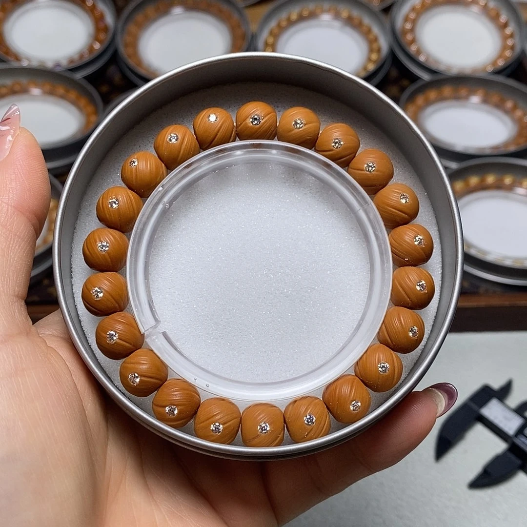 猴头核桃手串330号10左右满锆定风珠全品