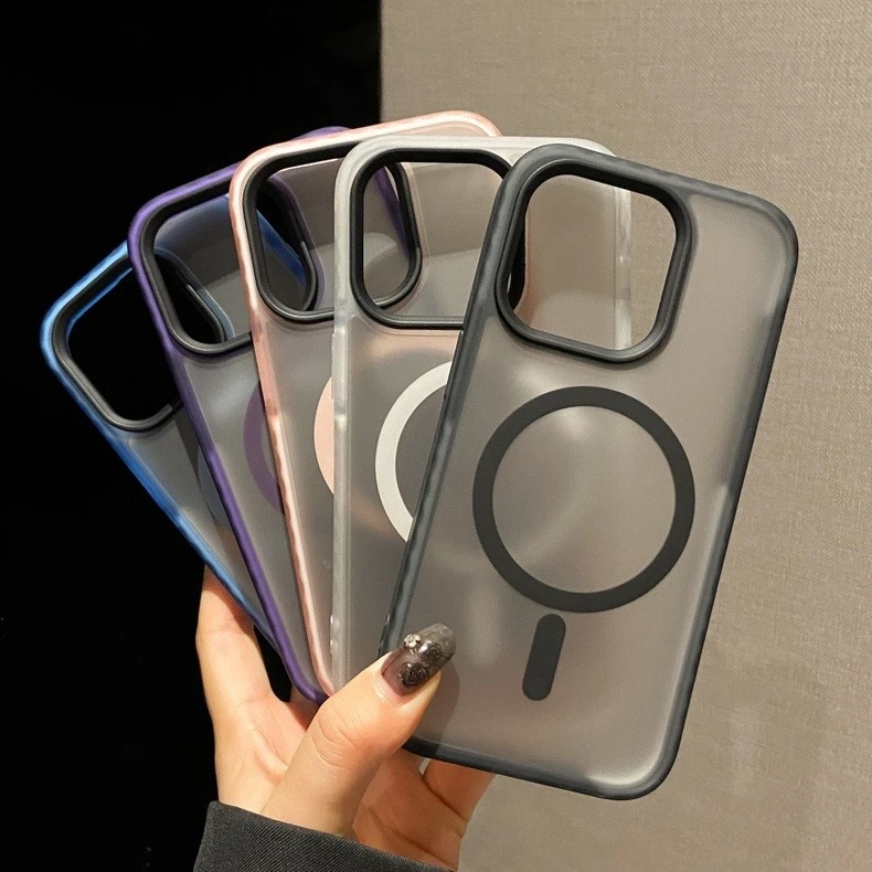适用iPhone16磨砂肤感磁吸手机壳苹果15promax防滑高级感保护套14