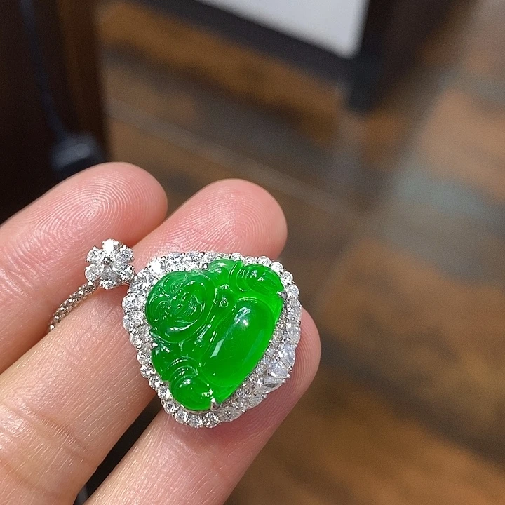 翡翠18K金镶嵌吊坠(不含链)