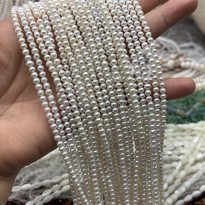 玛瑙/玉髓未镶嵌珠宝半成品一条3.5mm左右极光珍珠