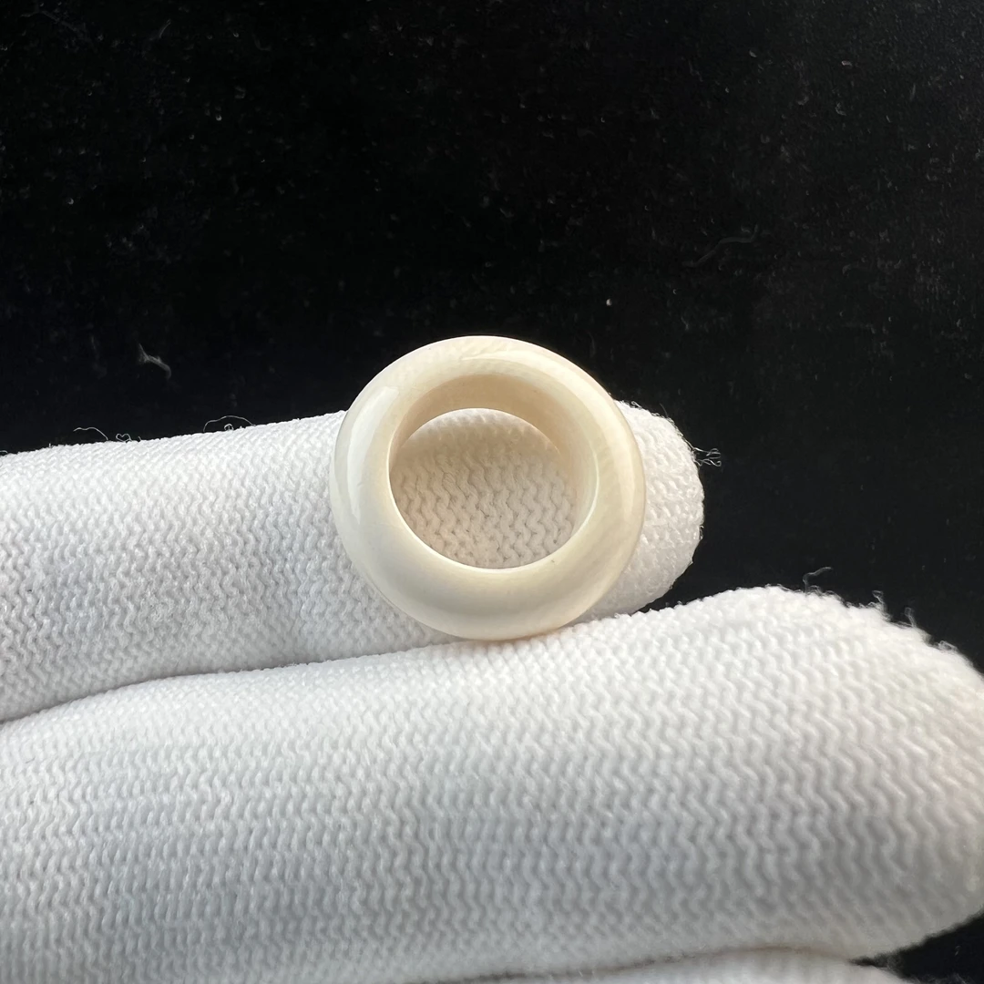 S1334天然猛犸牙跑环戒指内径12.7mm支持鉴定 假一罚四