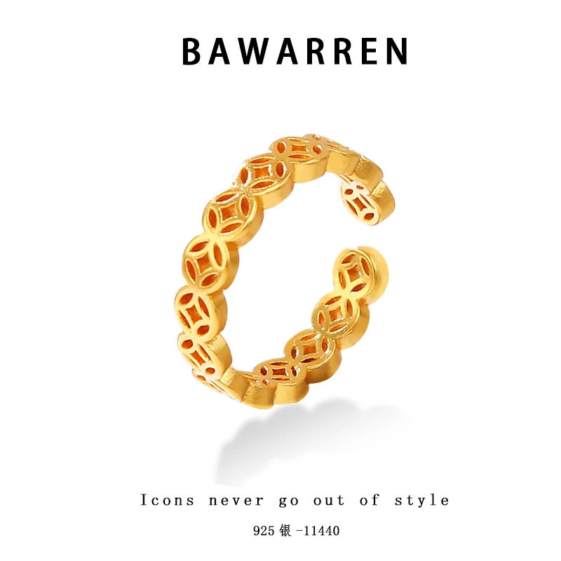 925银 Bawarren 镀K金 法❤ 11440-【八方来财】铜钱戒指