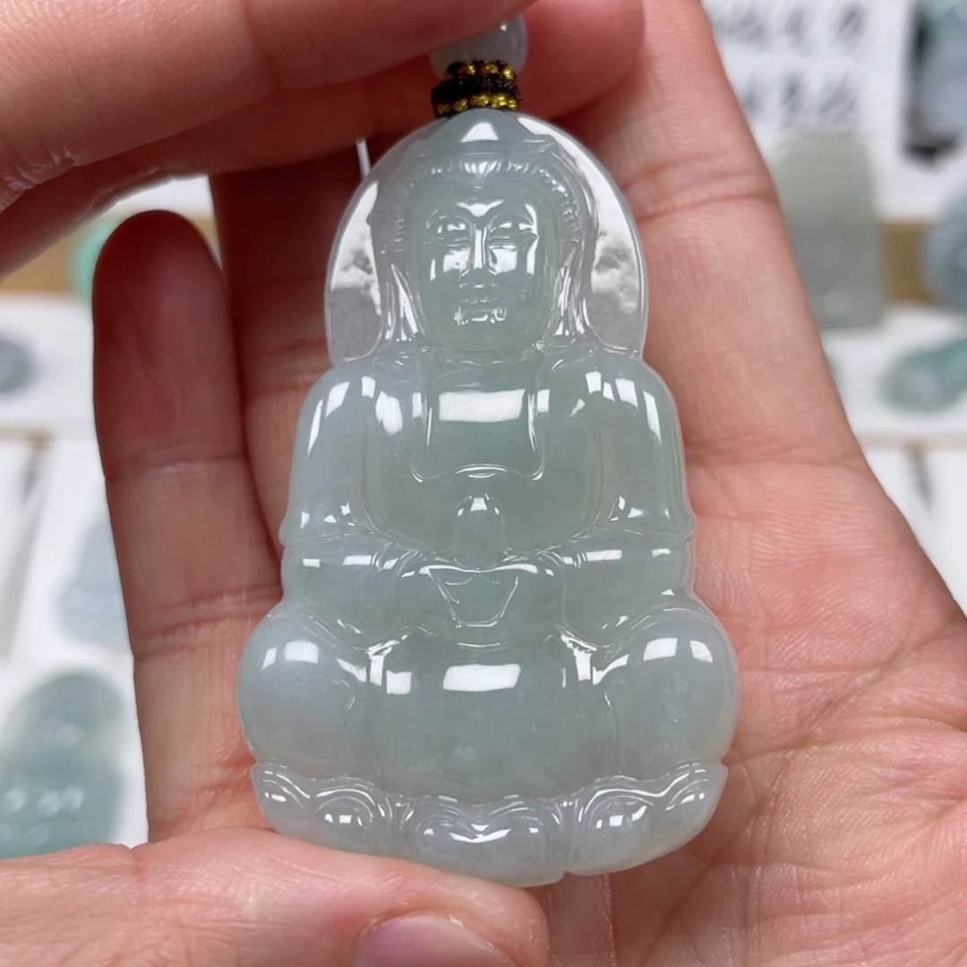 翡翠颈饰未镶嵌天然翡翠A货观音84号