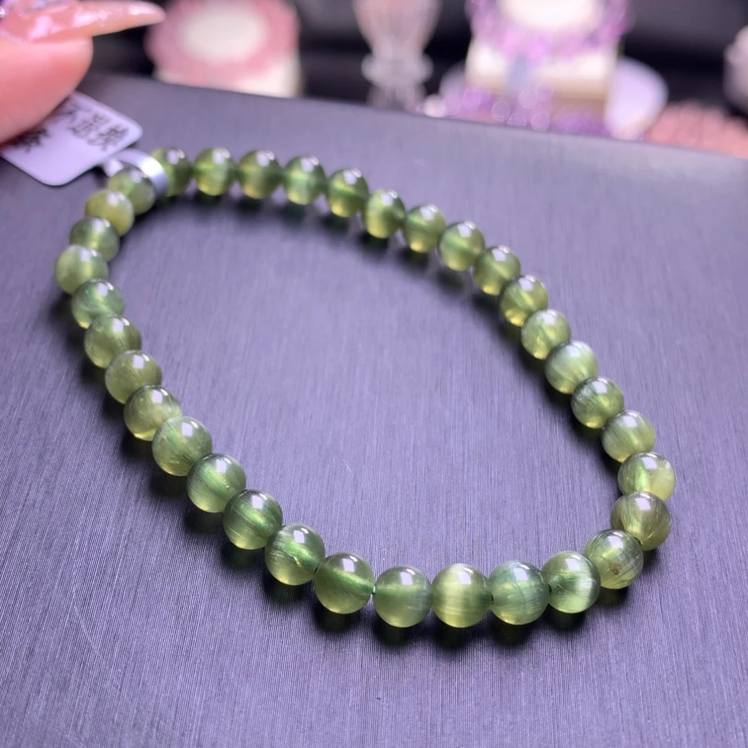 未镶嵌手链水晶猫眼绿磷灰5+