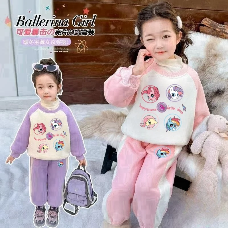 女童春秋棉套装卫裤新款女宝新春季卫衣儿童春秋运动服爆款套装