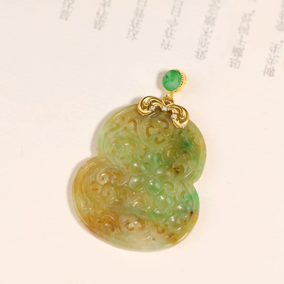【葫光】原创国风新中式定制珠宝18k金镶翡翠葫芦吊坠