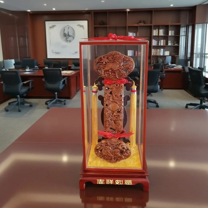 52公分桃木如意如意摆件木雕如意摆放客厅电视柜玄关装饰工艺品开