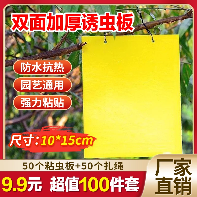 黄板双面粘虫板诱虫蓝板飞虫小黑飞粘板针蜂菜园果园庭院大棚专用