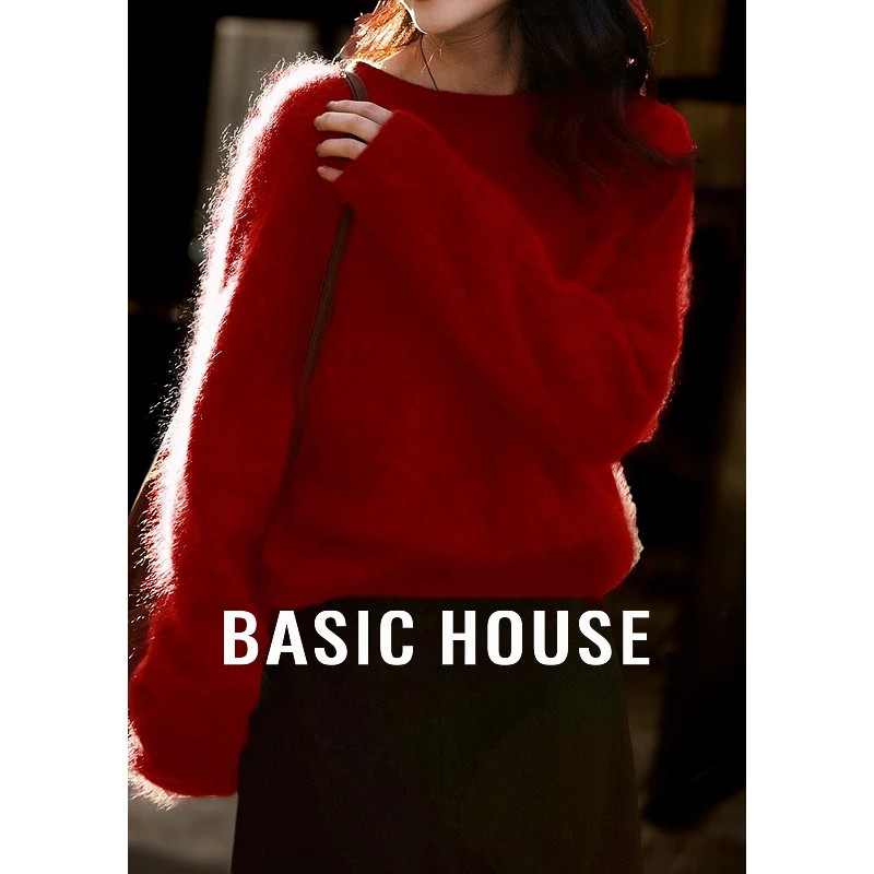 Basic House/百家好琥珀流光圆领羊绒毛衣女新款上衣B1195B59272