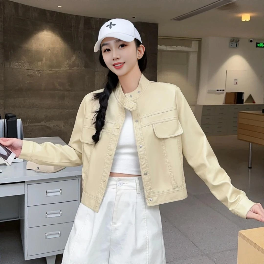 春上新2025外套女小个子高级感显瘦机车服夹克上衣休闲皮衣605