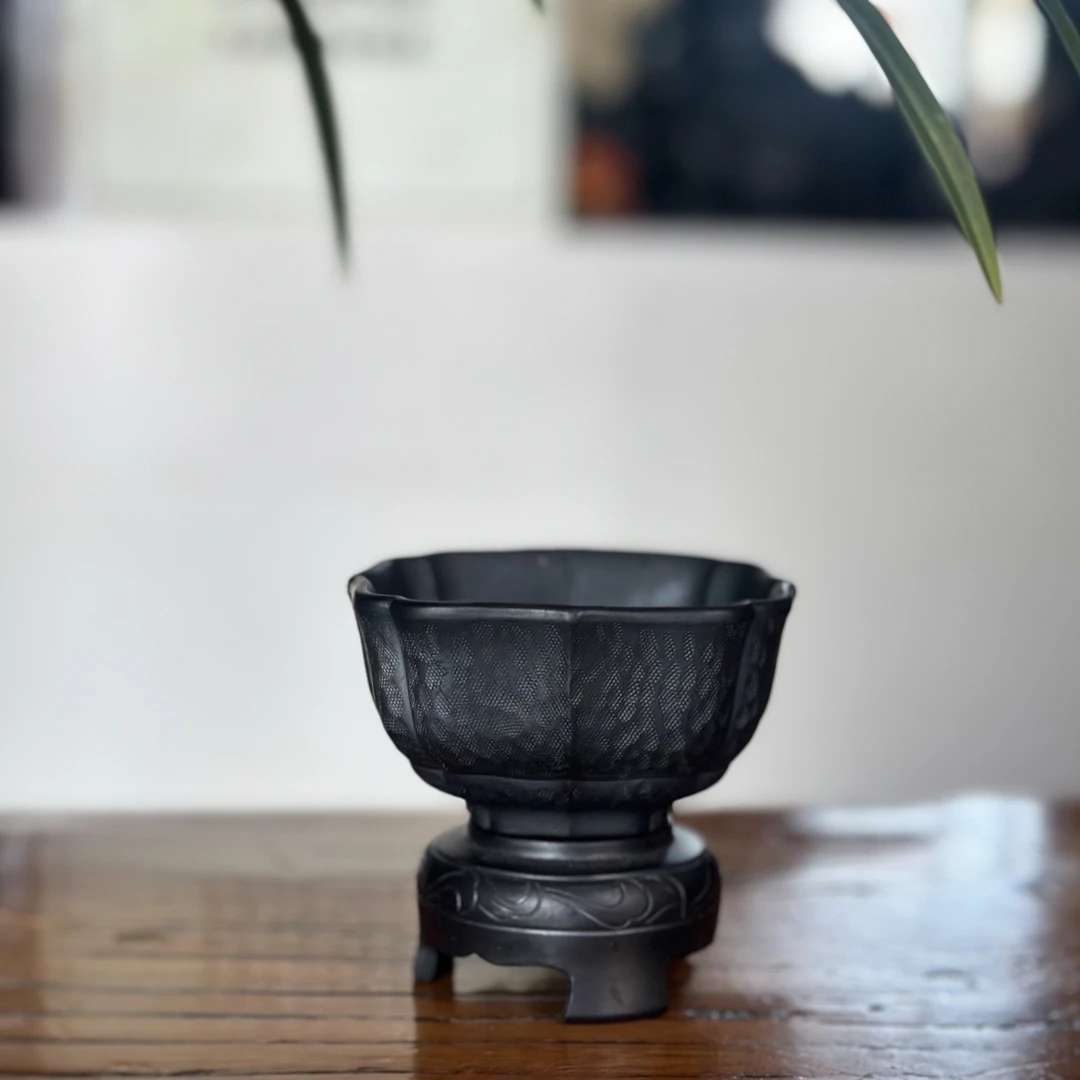 【微瑕】神农黑陶小口杯养生主人杯古法柴烧喝茶立马变香甜茶杯茶具