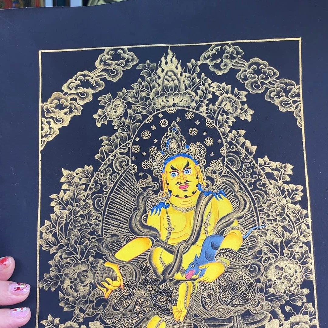 卷轴画手绘唐卡 30*20厘米黄财