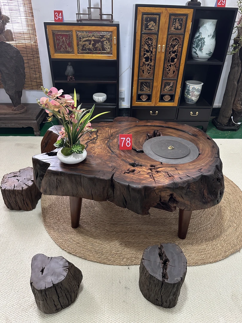 诧寂风新中式茶桌 茶台原木整木大板