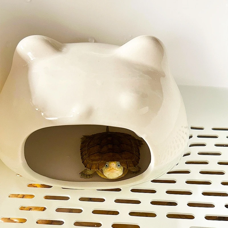 乌龟躲避屋饲养缸睡觉窝青蛙陶瓷鱼缸可爱造景装饰摆件躲避洞穴