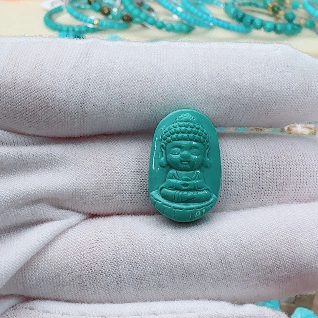 绿松石未镶嵌珠宝奇石精工小沙弥