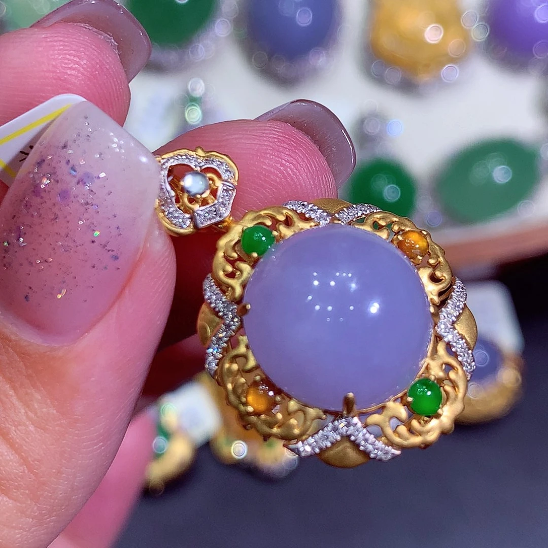 翡翠18K金镶嵌吊坠(不含链)