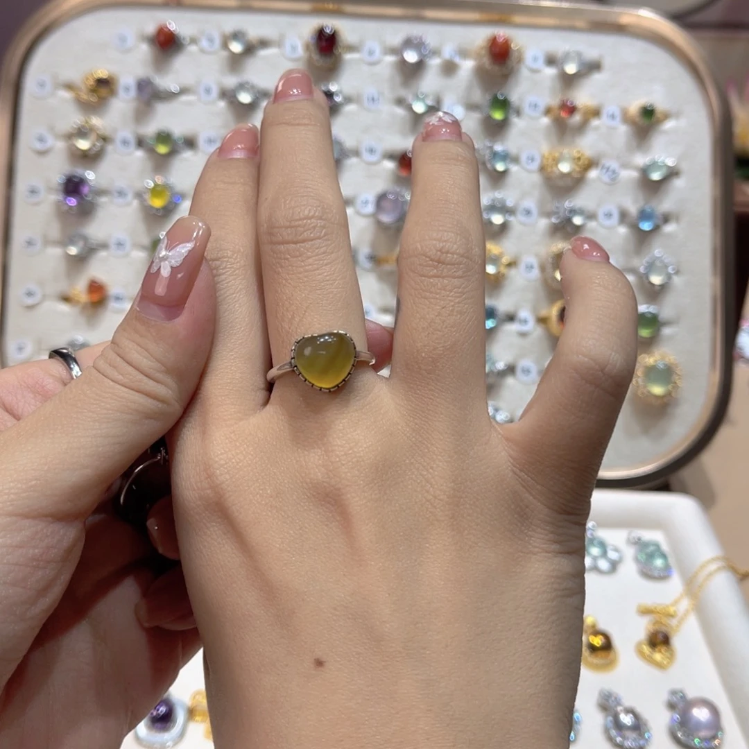 岫玉戒指银S925镶嵌Y***～