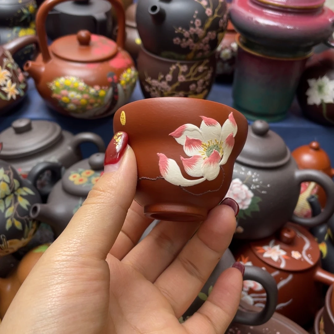 红泥茶杯紫砂主人杯60cc