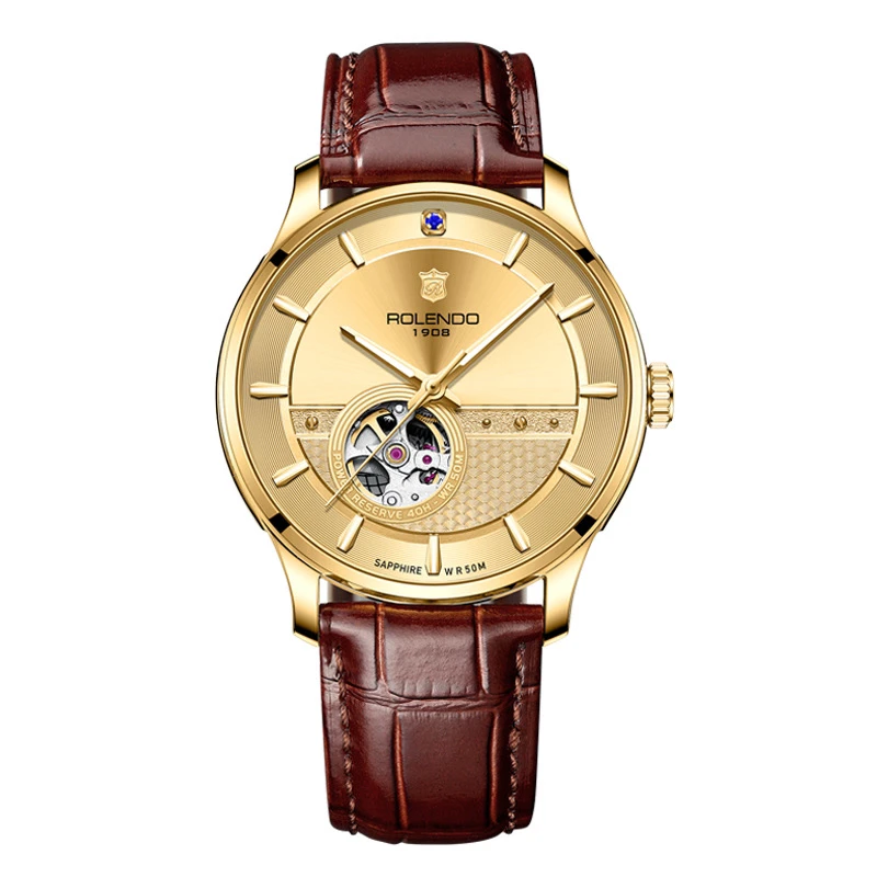 ROLENDO R/罗兰度机械腕表RG7062夜光镂空金色奢华名表