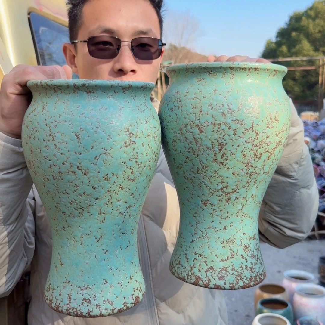 紫砂花盆口15高27（两个美人鱼绿