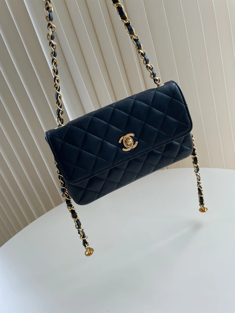 95新 Chanel/香奈儿 6067 Chanel 黑金中古小金豆 大mini 1开